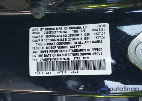 2020 Honda Cr-V Awd Ex z USA, uszkodzony, nr VIN 7FARW2H5XLE009736